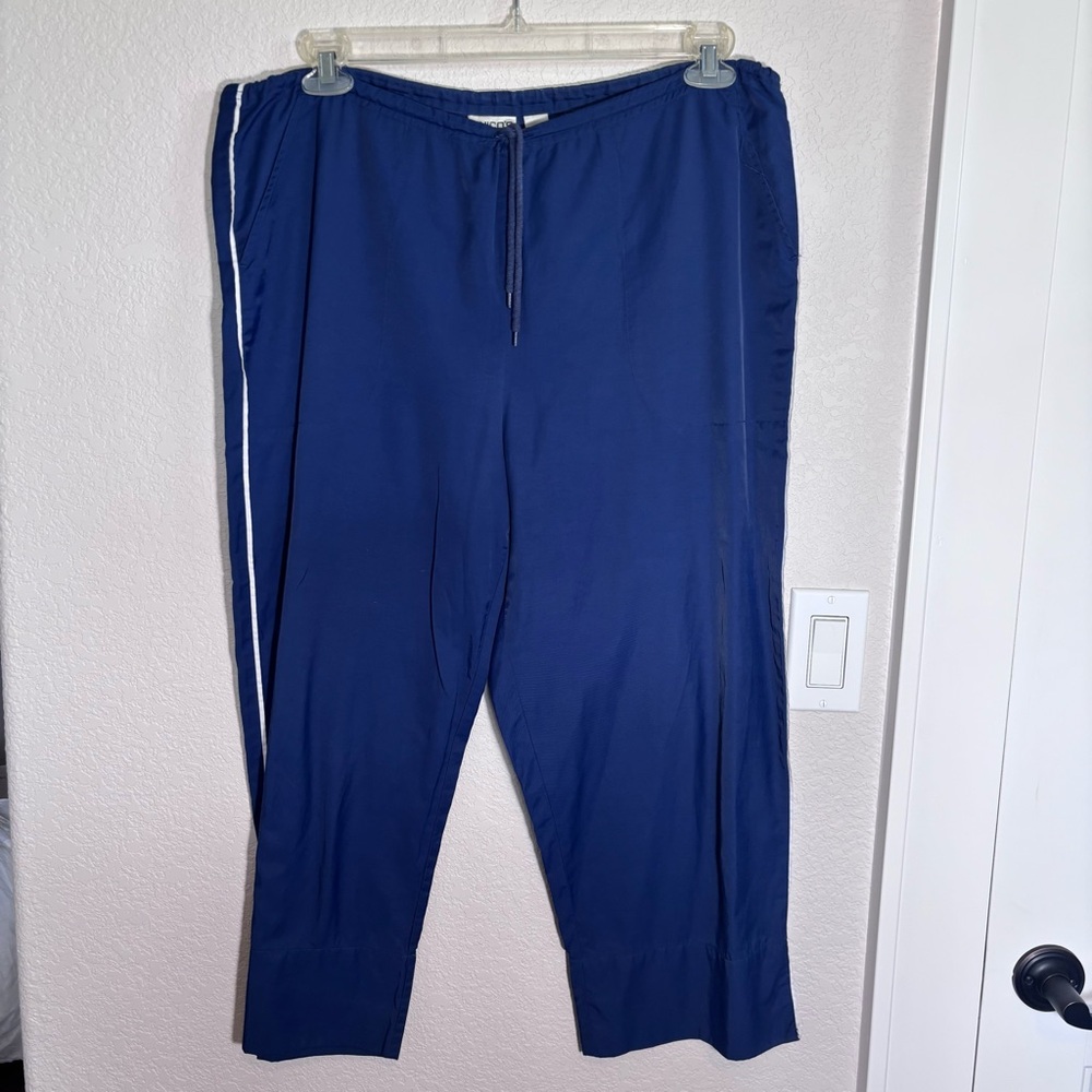 Chico’s Women’s Navy Cotton‎ Cropped Drawstring Pants